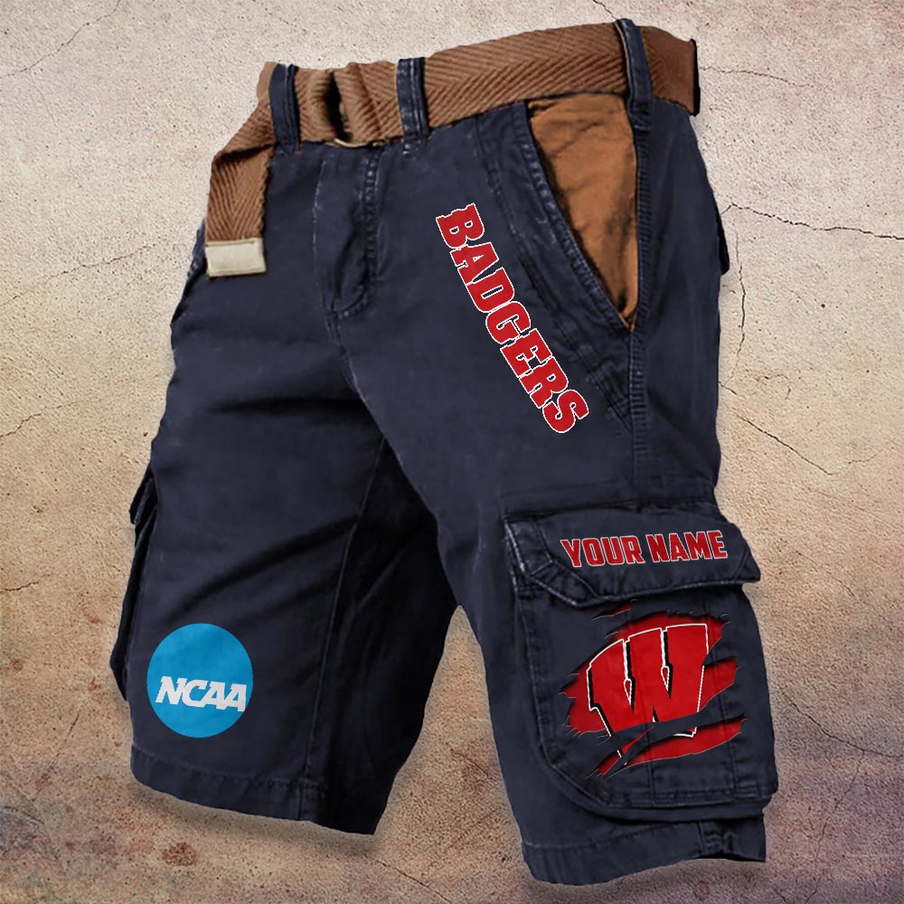 Sportswearmerch Wisconsin Badgers NCAA Denim Short For Fan