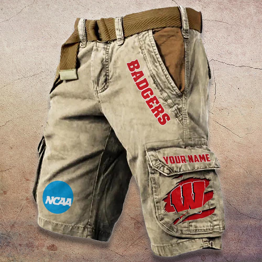 Sportswearmerch Wisconsin Badgers NCAA Denim Short For Fan