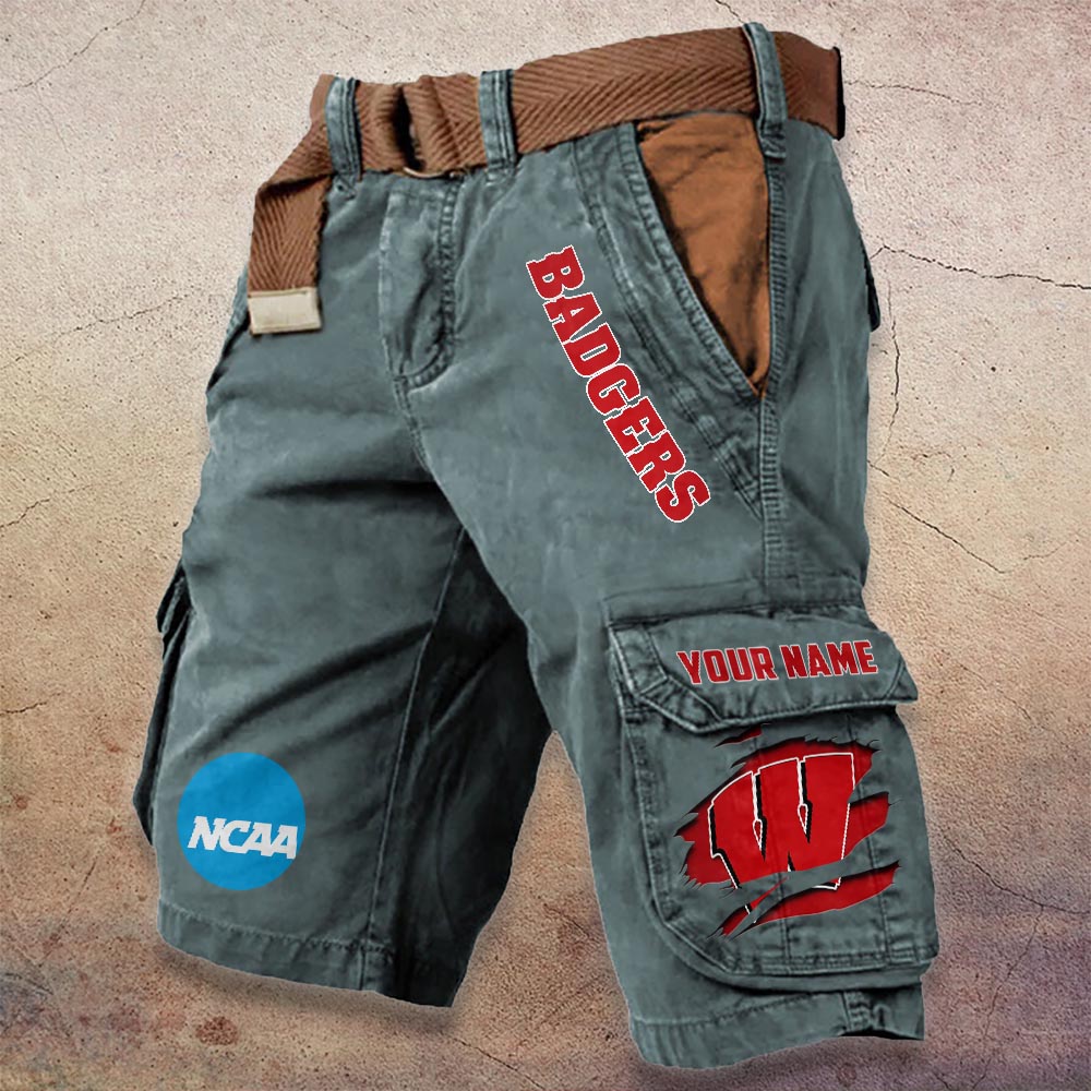 Sportswearmerch Wisconsin Badgers NCAA Denim Short For Fan