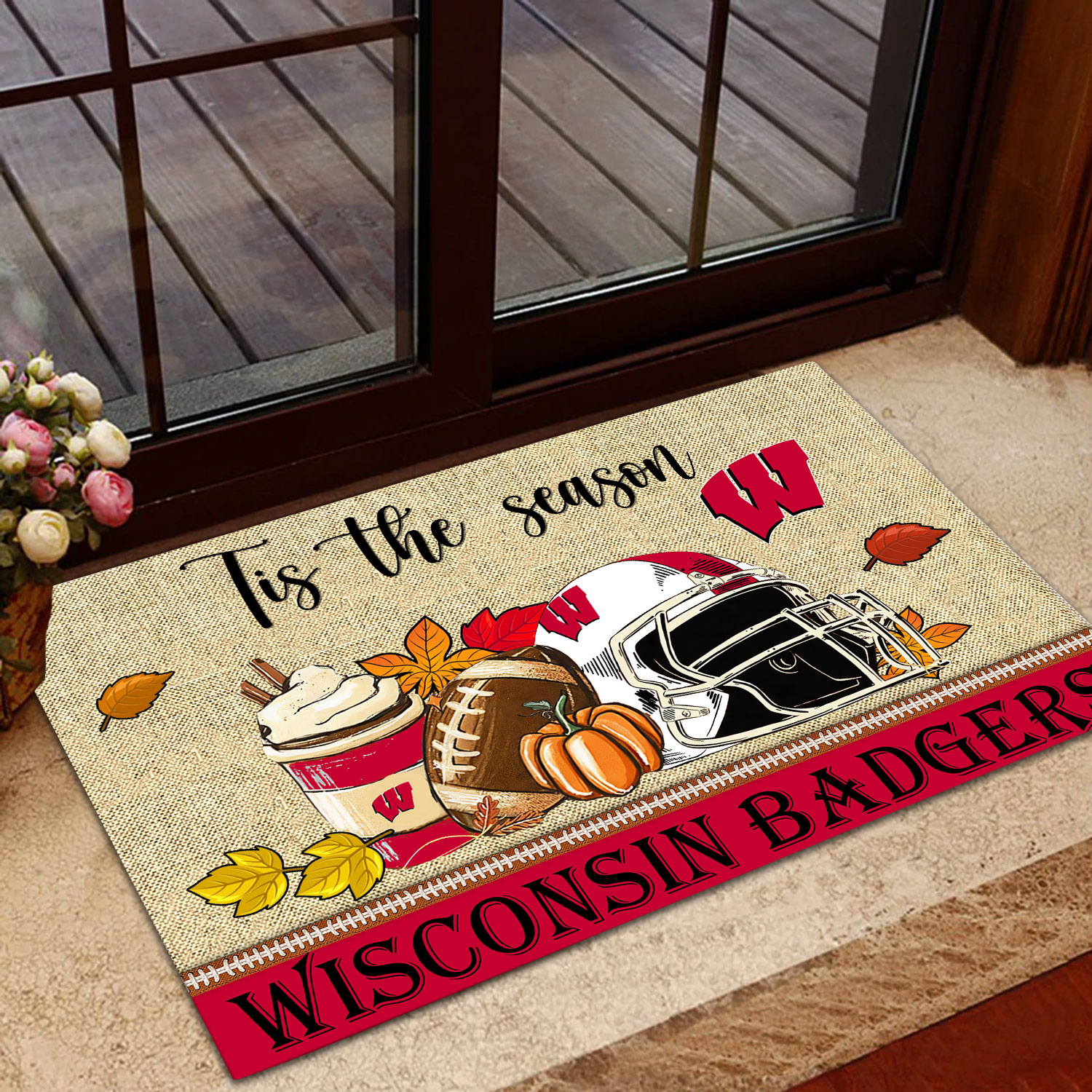 Sportswearmerch Wisconsin Badgers NCAA Fall Football Custom Doormat For Fan