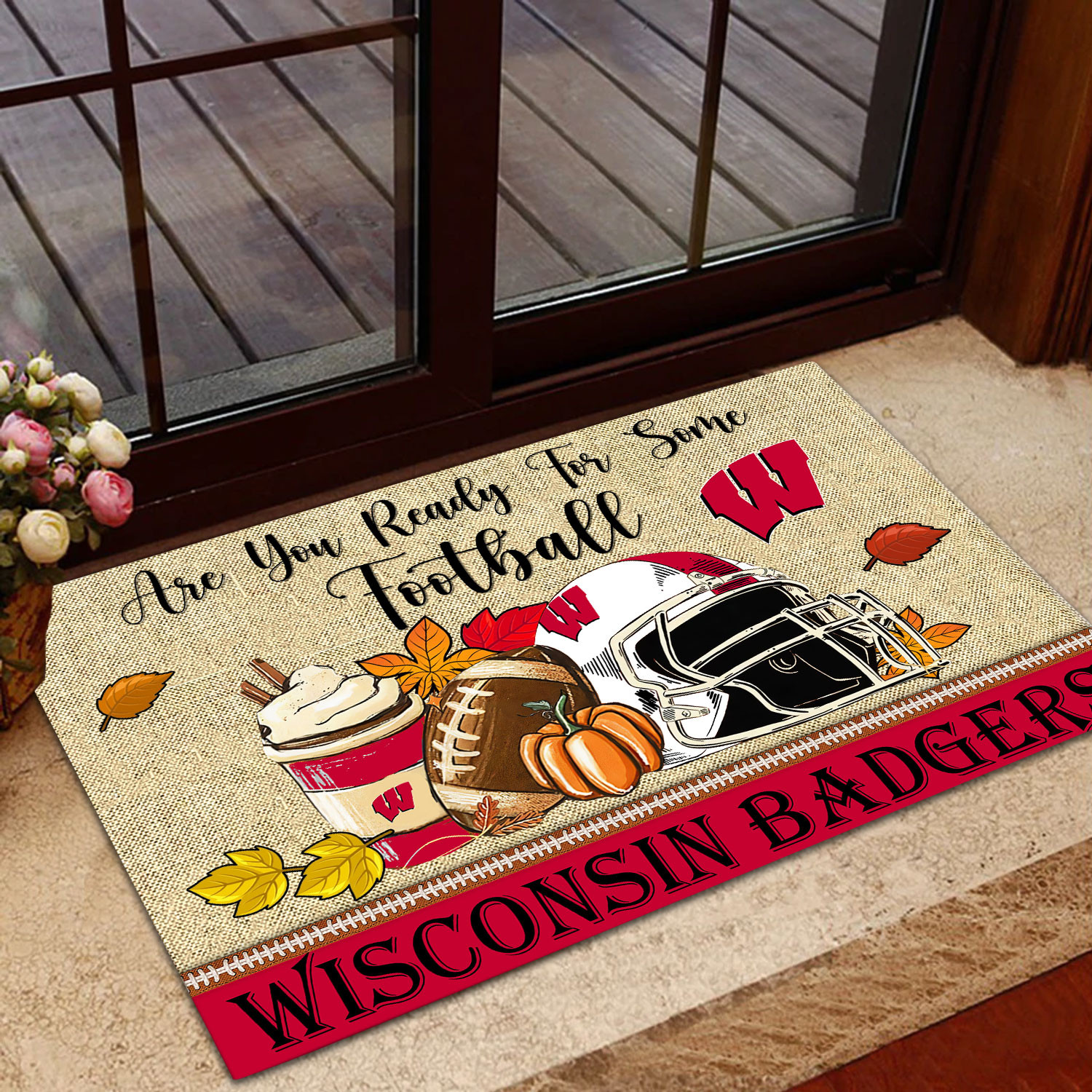 Sportswearmerch Wisconsin Badgers NCAA Fall Football Custom Doormat For Fan