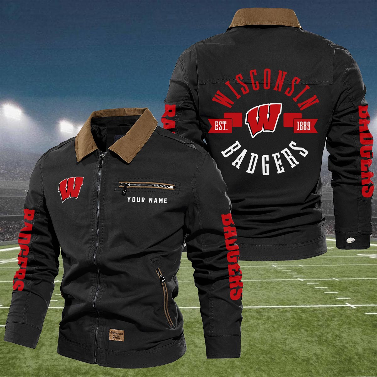 Sportswearmerch Wisconsin Badgers NCAA Lapel Jacket For Fan