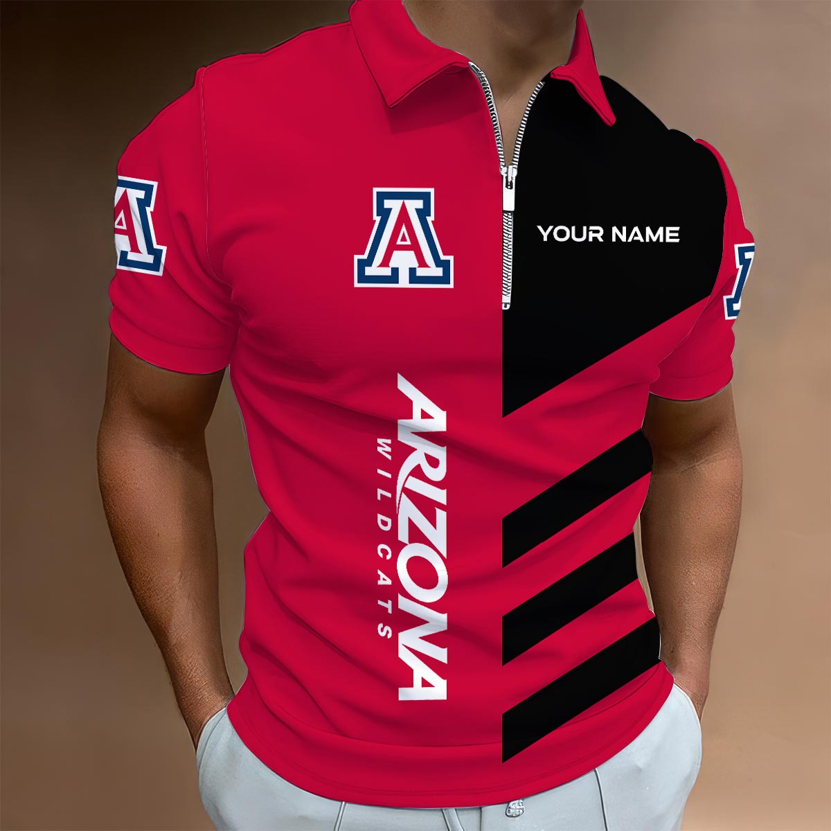 Sportswearmerch Wisconsin Badgers NCAA Lapel Zip Polo Shirt For Fan