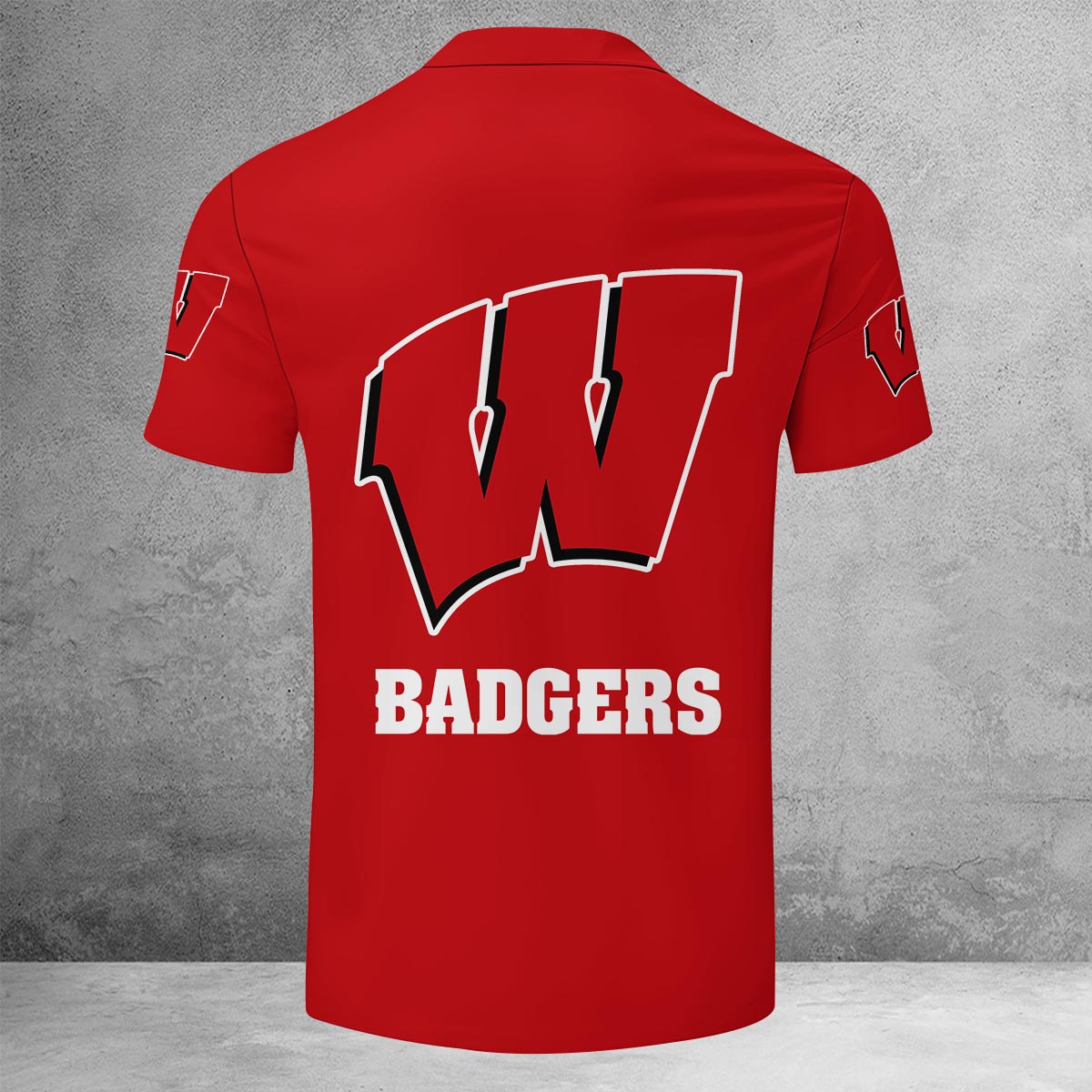 Sportswearmerch Wisconsin Badgers NCAA Lapel Zip Polo Shirt For Fan