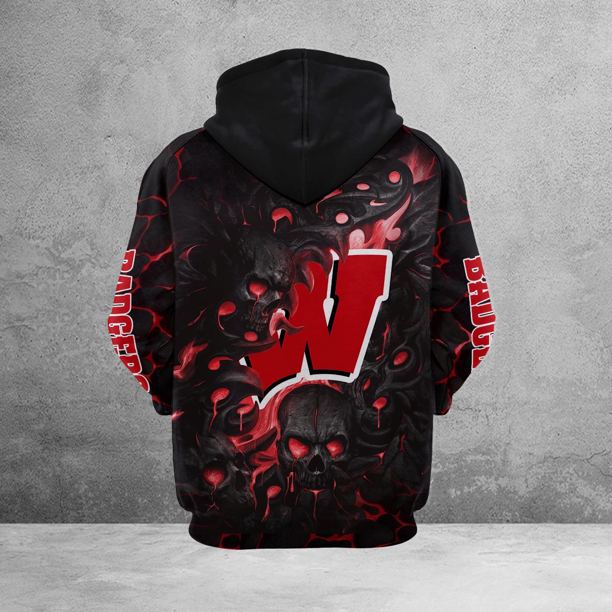 Sportswearmerch Wisconsin Badgers NCAA Lava Skull Hoodie For Fan
