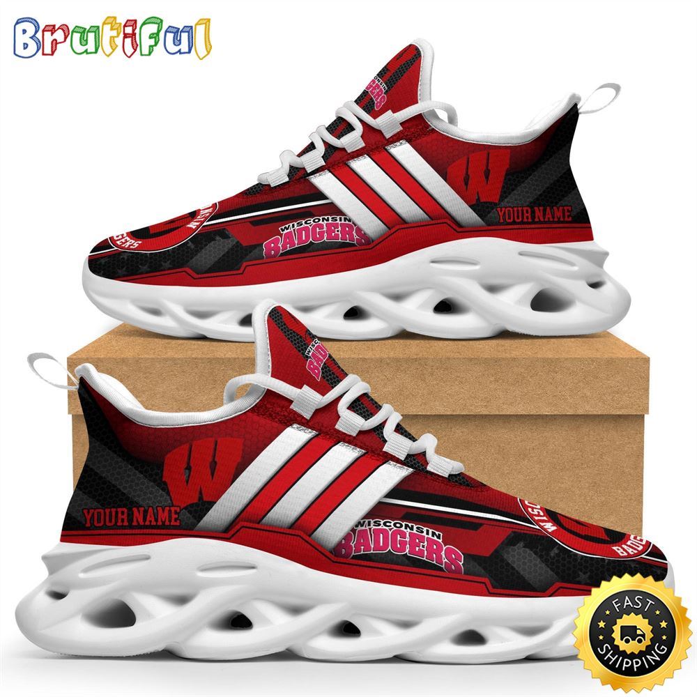 Sportswearmerch Wisconsin Badgers NCAA Max Soul Shoes Sneakers For Fan