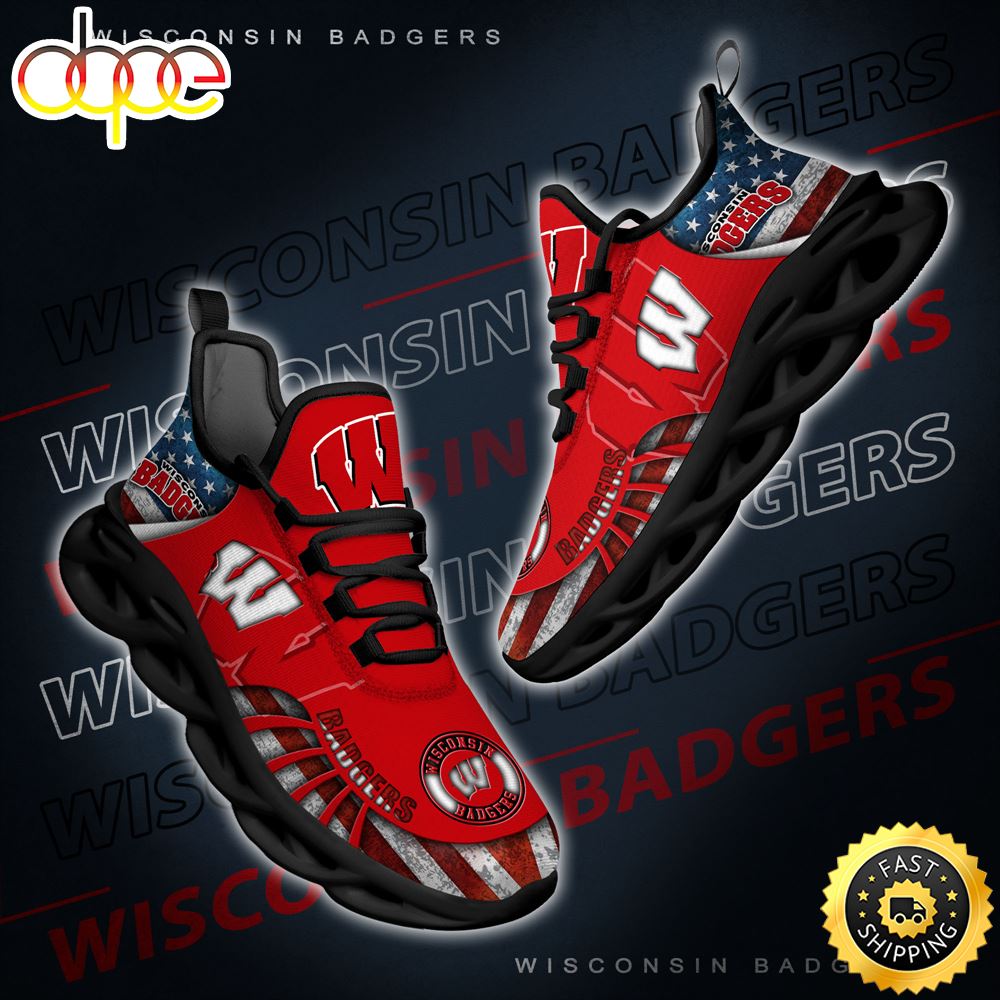 Sportswearmerch Wisconsin Badgers NCAA Max Soul Shoes Sneakers For Men And Women