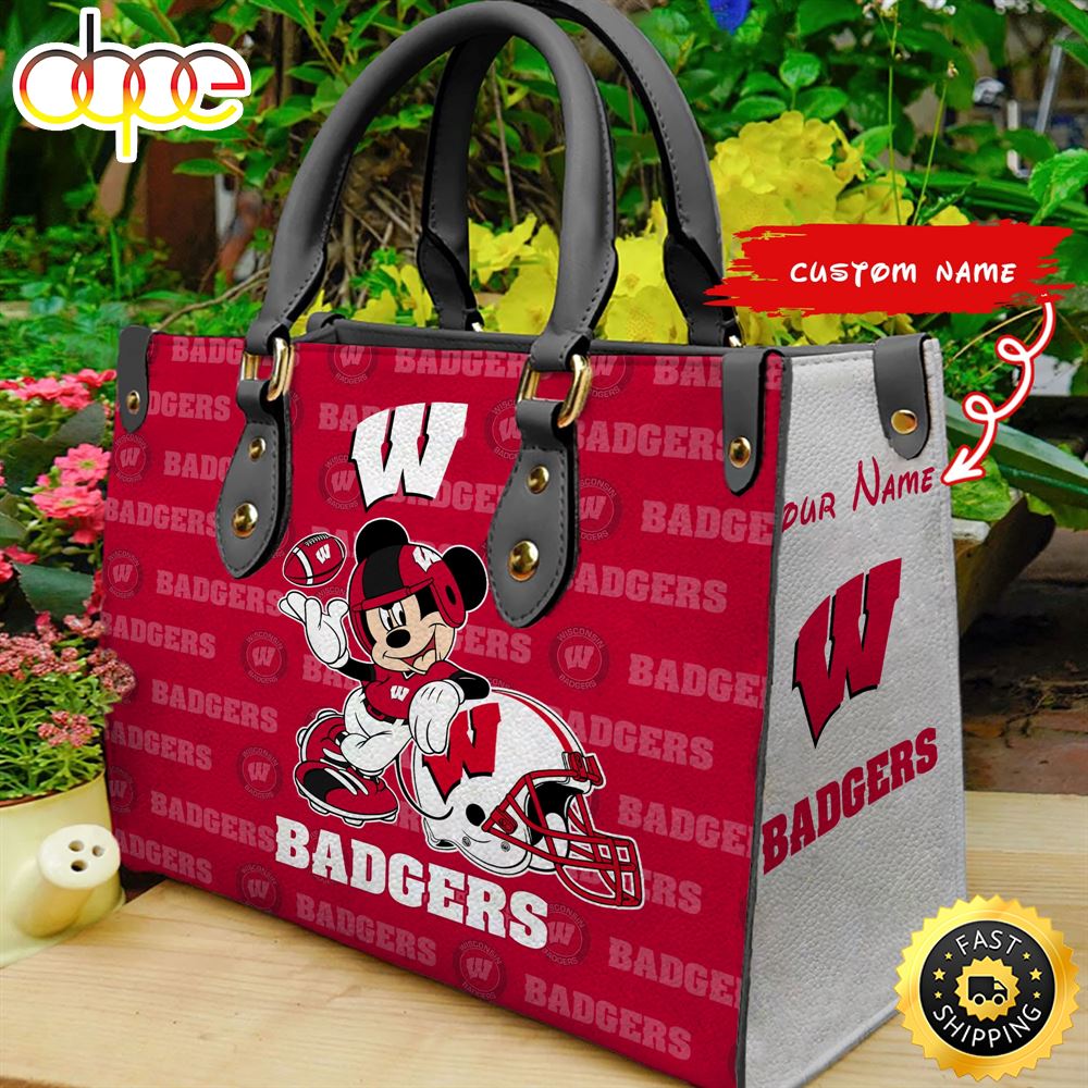 Sportswearmerch Wisconsin Badgers NCAA Mickey Leather Bag For Fan