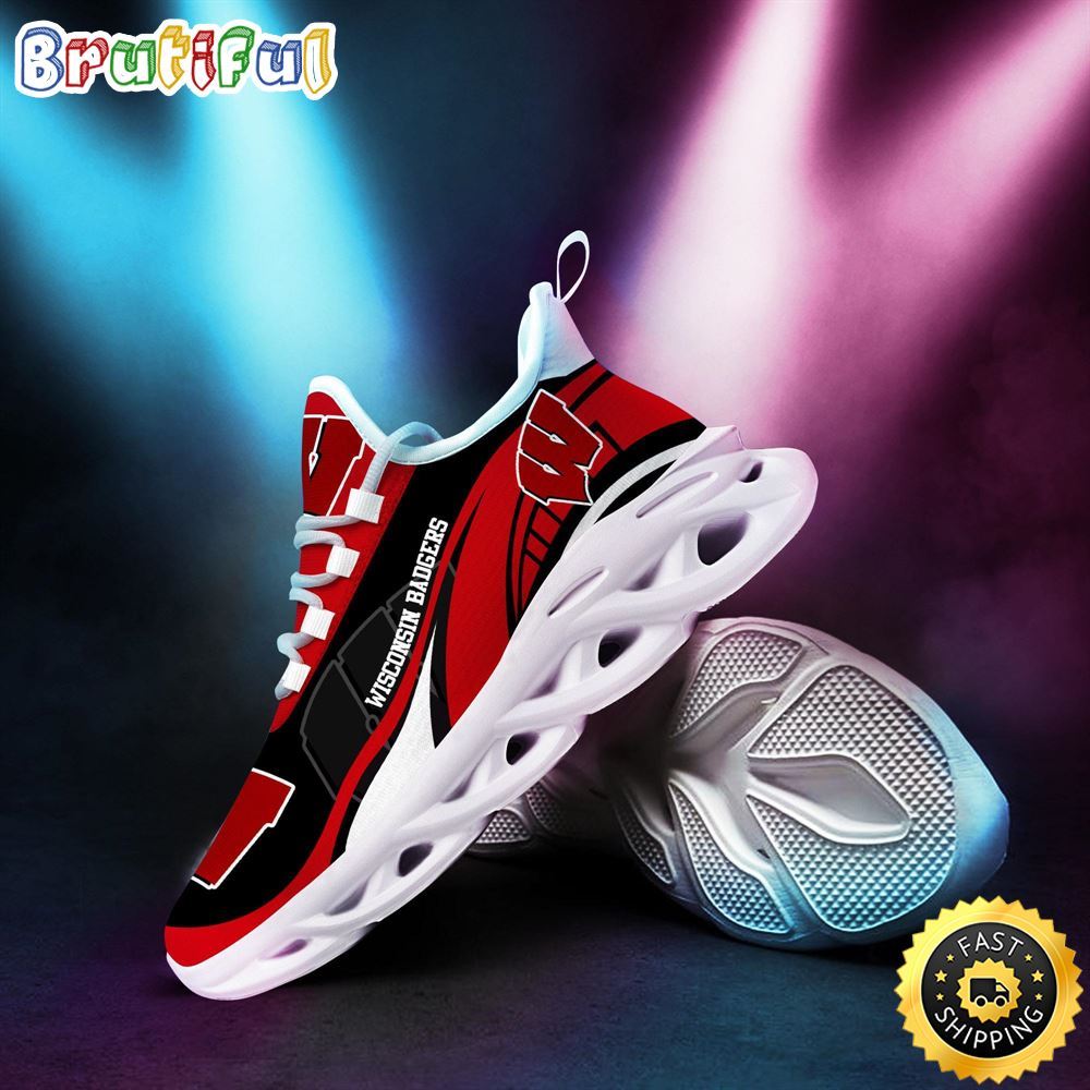 Sportswearmerch Wisconsin Badgers NCAA Sneakers Max Soul Shoes For Fan