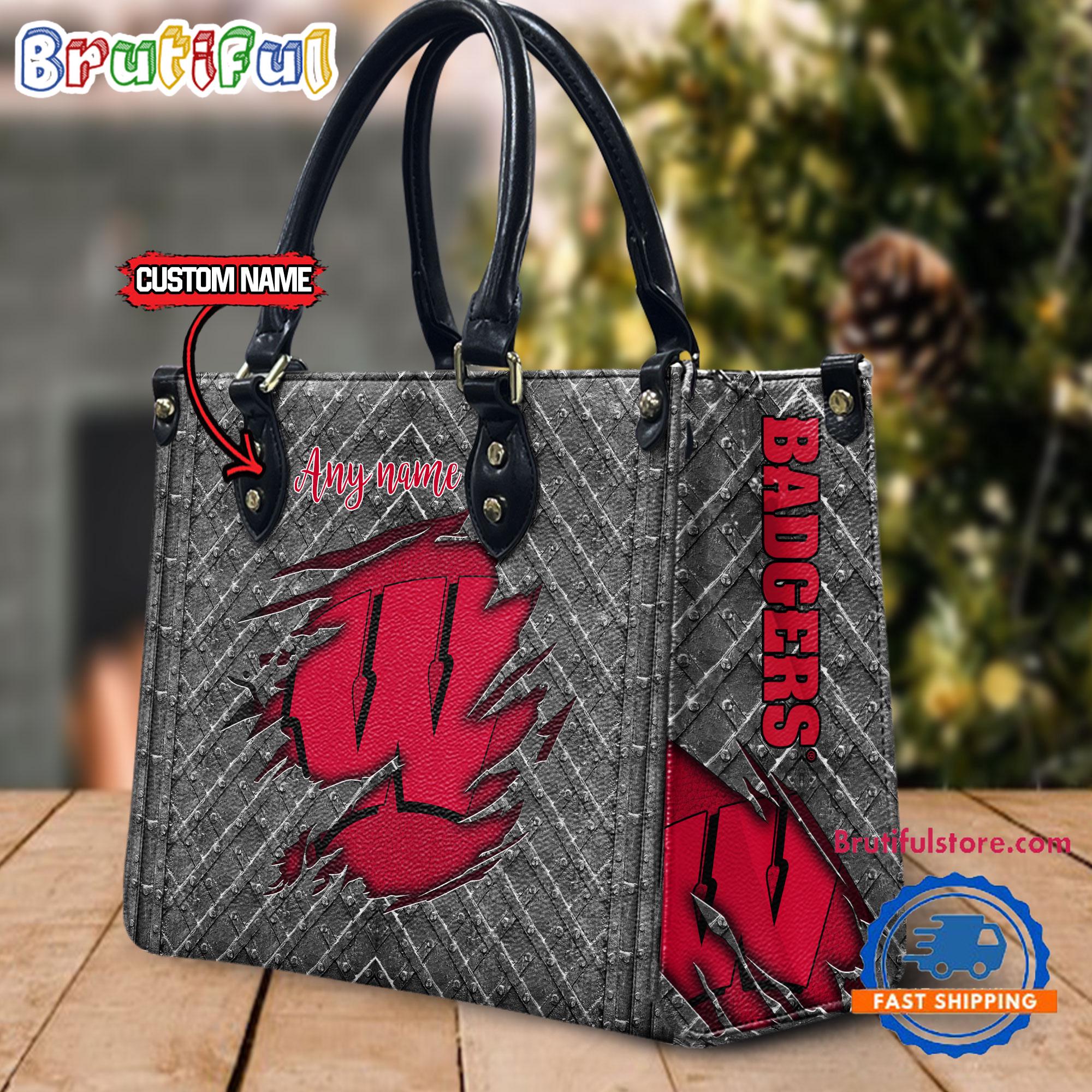 Sportswearmerch Wisconsin Badgers NCAA Sports Leather Bag For Fan