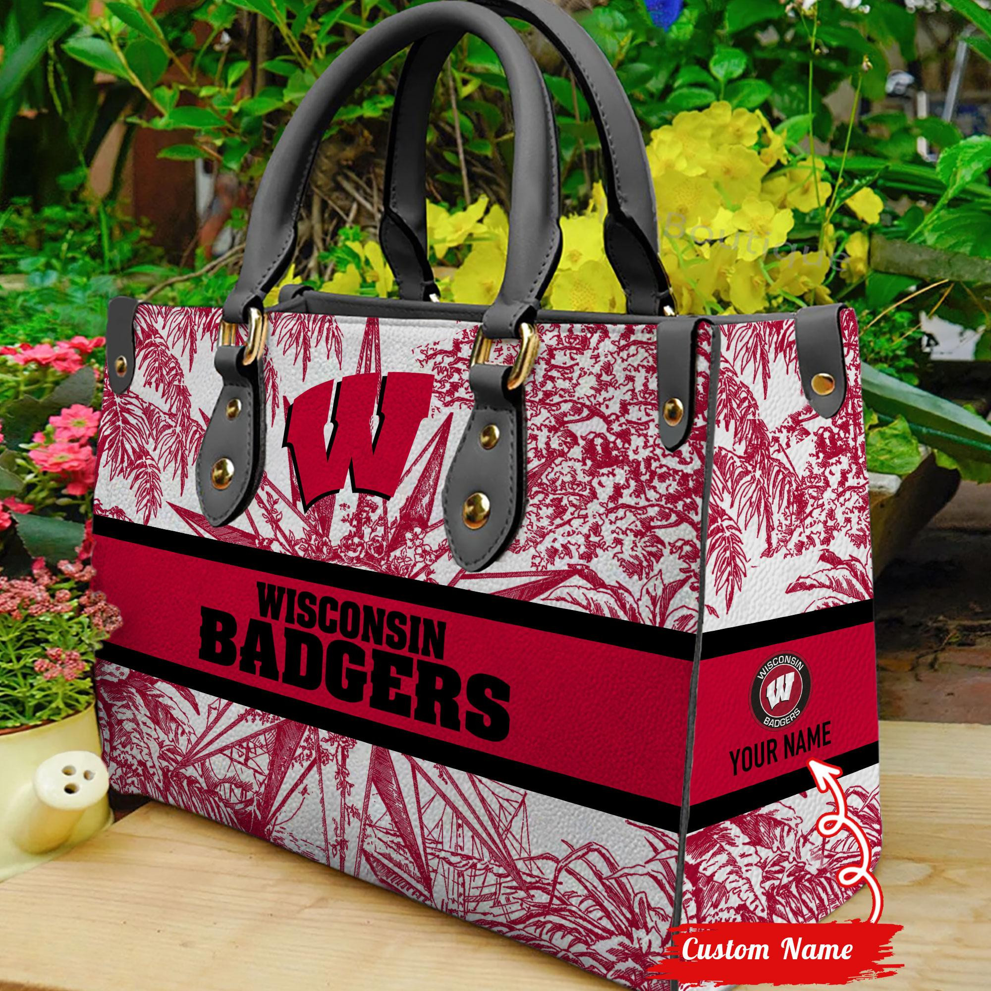 Sportswearmerch Wisconsin Badgers NCAA Women Leather Handbag For Fan