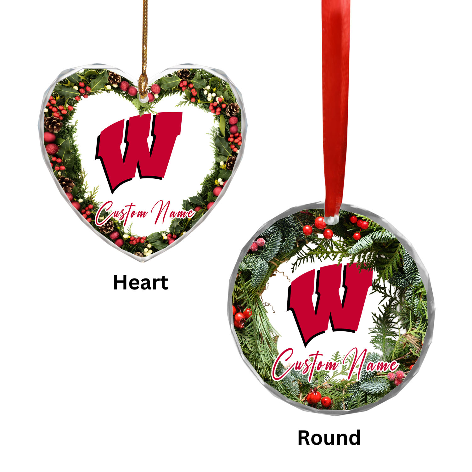 Sportswearmerch Wisconsin Badgers NCAA x Christmas Glass Ornament Gift For Fans