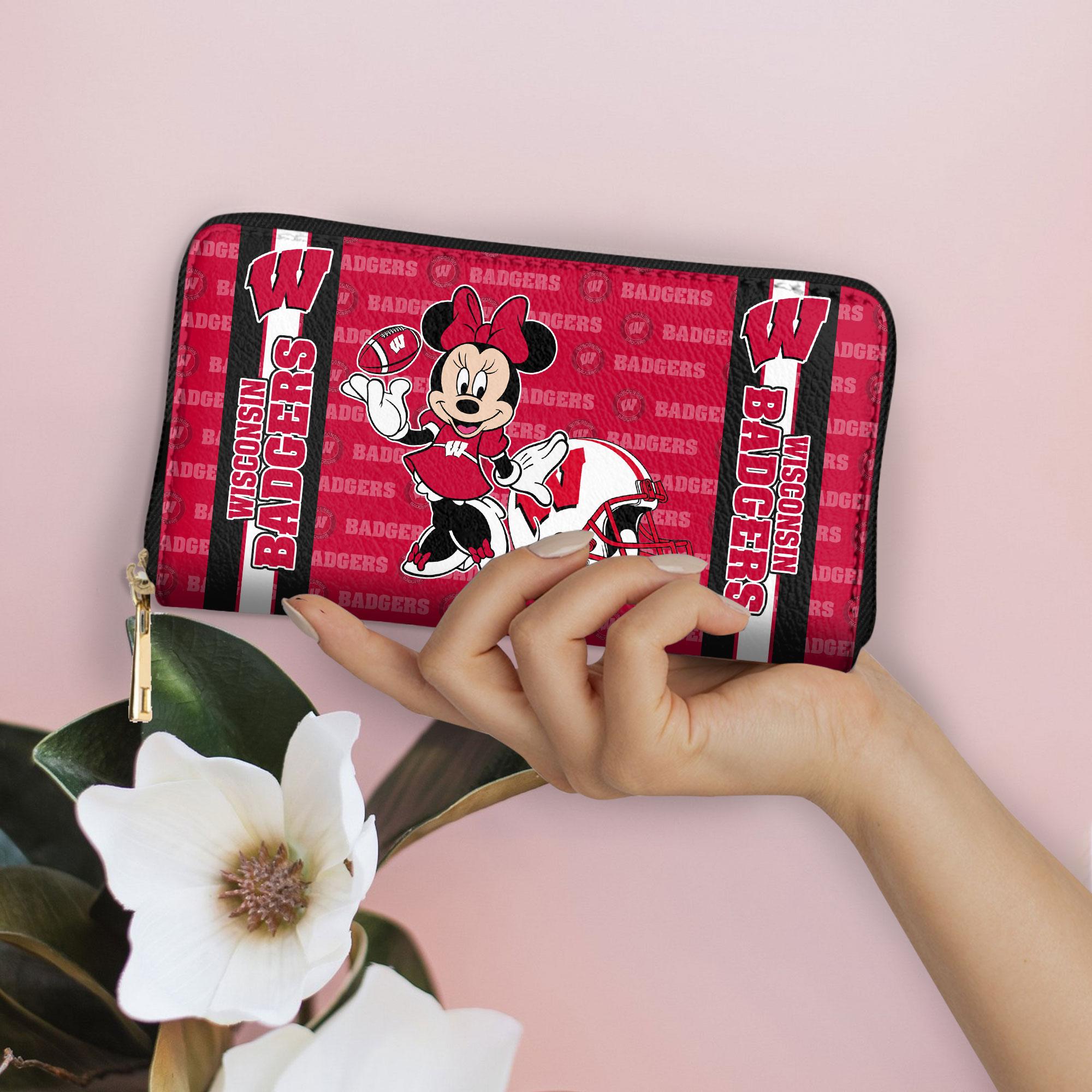 Sportswearmerch Wisconsin Badgers NCAA x Minnie Women Leather Handbag For Fan