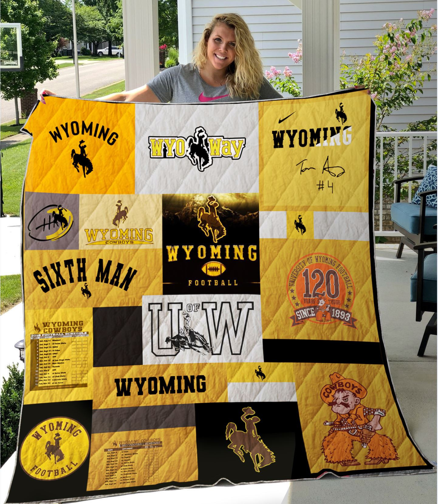 Sportswearmerch Wyoming Cowboys NCAA Quilt Blanket For Fan
