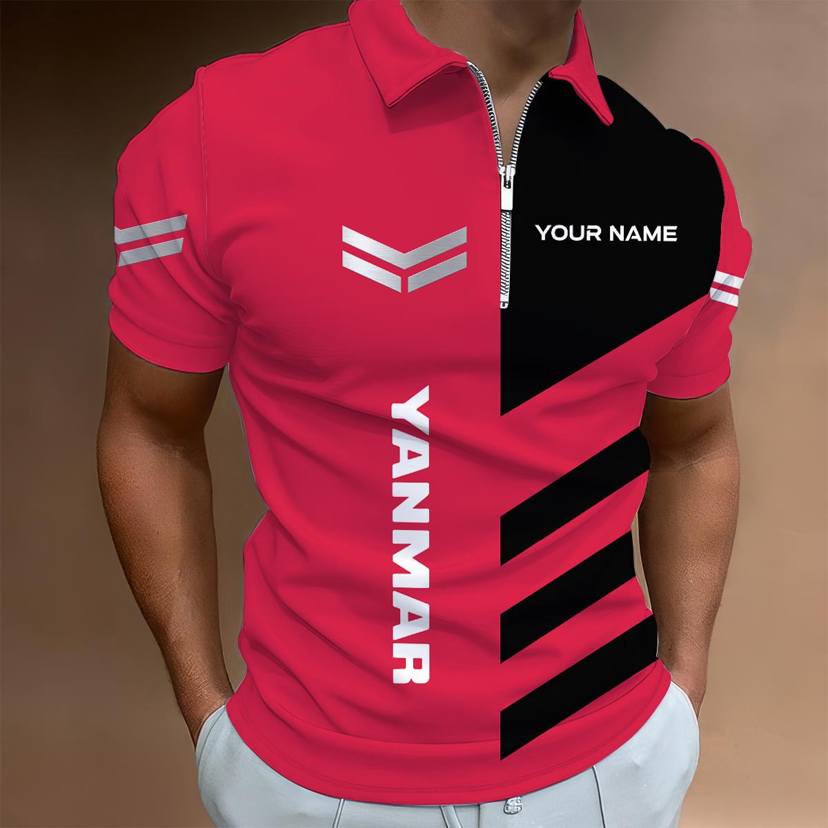 Sportswearmerch Yanmar Tractor Lapel Zip Polo Shirt For Fan